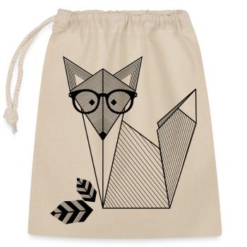 Origami Renard Avec Des Lunettes - Sac cadeau en coton avec cordon (25 x 30 cm) - nature - Devant