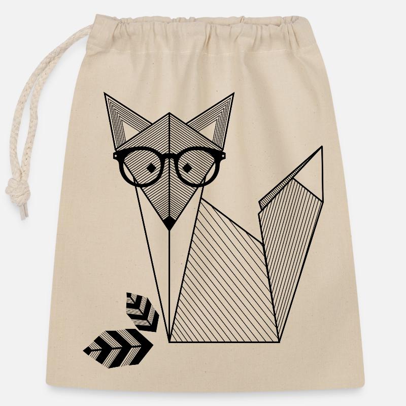 Fuchs mit Brille - Verschließbarer Geschenkbeutel aus Baumwolle (25x30cm) - Natur
