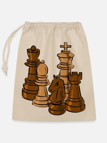 schach figuren sport - Verschließbarer Geschenkbeutel aus Baumwolle (25x30cm) - Natur