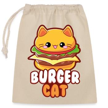 Burger Cat moodrush - Sac cadeau en coton avec cordon (25 x 30 cm) - nature - Devant