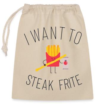 I want to steak frite humour parodie musique - Sac cadeau en coton avec cordon (25 x 30 cm) - nature - Devant