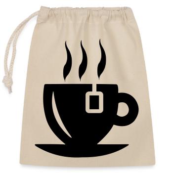 Teetasse mit Teebeutel - Verschließbarer Geschenkbeutel aus Baumwolle (25x30cm) - Natur - Vorne