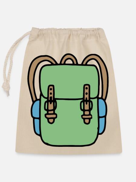 Rucksack in grün - Verschließbarer Geschenkbeutel aus Baumwolle (25x30cm) - Natur