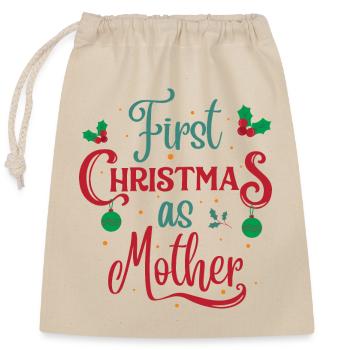 Premier Noël en tant que mère - Sac cadeau en coton avec cordon (25 x 30 cm) - nature - Devant
