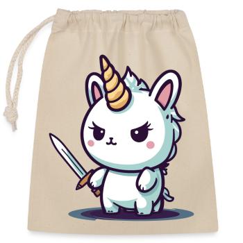 Unicorn bad ass - Closable cotton gift bag (25x30cm) - nature - Front