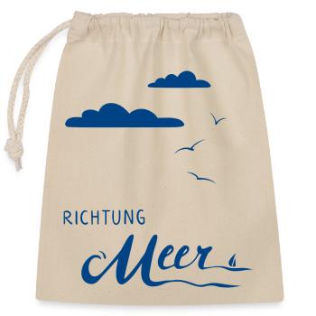 Meer blau - Verschließbarer Geschenkbeutel aus Baumwolle (25x30cm) - Natur - Vorne