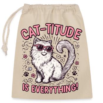 Titude de chat - Sac cadeau en coton avec cordon (25 x 30 cm) - nature - Devant