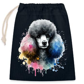 Pudel Hundekopf Watercolor - Verschließbarer Geschenkbeutel aus Baumwolle (25x30cm) - Navy - Vorne