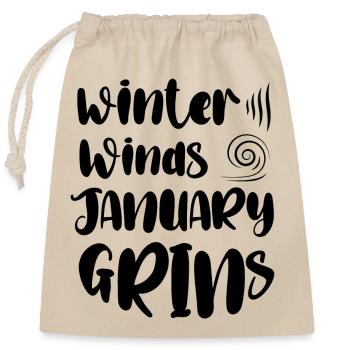 Winterwinde Januar Grinsen - Verschließbarer Geschenkbeutel aus Baumwolle (25x30cm) - Natur - Vorne