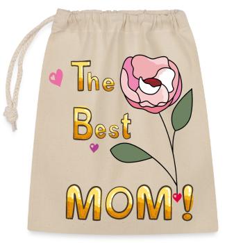 the Best Mom - Closable cotton gift bag (25x30cm) - nature - Front