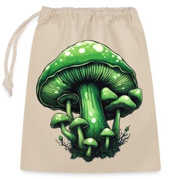 Pilz / Mushroom / Wiese / Wald / Goa / Psy - Verschließbarer Geschenkbeutel aus Baumwolle (25x30cm) - Natur - Vorne