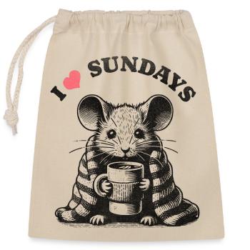 I love Sundays Maus - Verschließbarer Geschenkbeutel aus Baumwolle (25x30cm) - Natur - Vorne