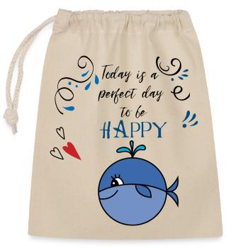 Dream Happy Dolphin - Closable cotton gift bag (25x30cm) - nature - Front