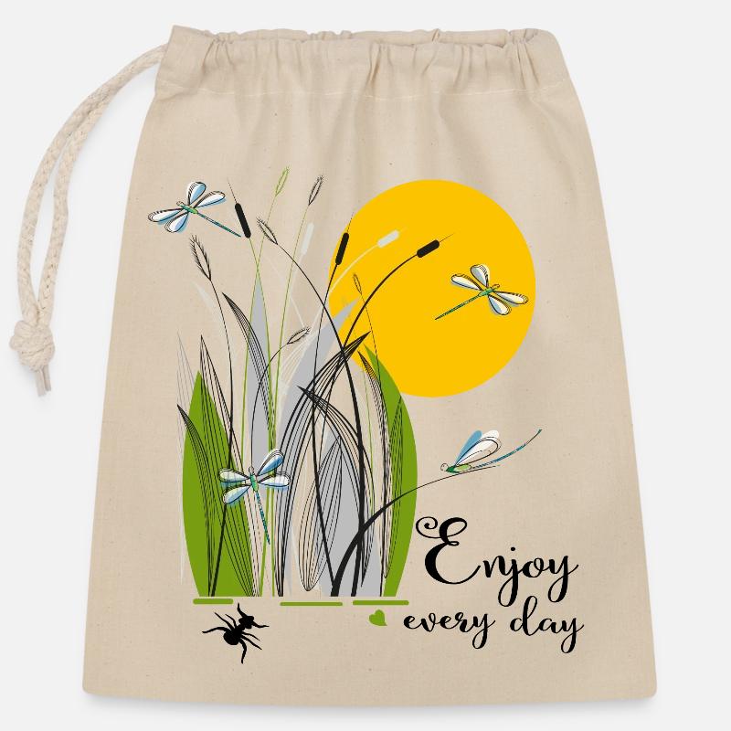 Enjoy every Day - Verschließbarer Geschenkbeutel aus Baumwolle (25x30cm) - Natur