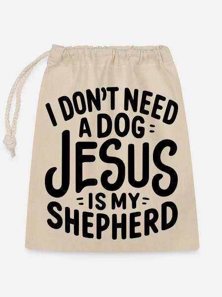 Jesus ist mein Hirte - Verschließbarer Geschenkbeutel aus Baumwolle (25x30cm) - Natur