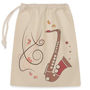 Saxofon Musikinstrument - Verschließbarer Geschenkbeutel aus Baumwolle (25x30cm) - Natur - Vorne