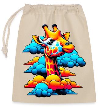 Giraffe with head in cloud clouds - Closable cotton gift bag (25x30cm) - nature - Front