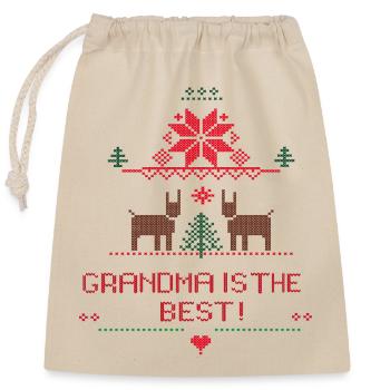 Weihnachten Ugly Cristmas Grandma is the Best - Verschließbarer Geschenkbeutel aus Baumwolle (25x30cm) - Natur - Vorne