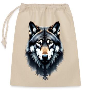 Alpha Wolf Tier Natur schön Wald Design - Verschließbarer Geschenkbeutel aus Baumwolle (25x30cm) - Natur - Vorne