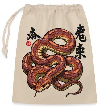 Chinesisches süßes Jahr der Schlange 2025 - Verschließbarer Geschenkbeutel aus Baumwolle (25x30cm) - Natur - Vorne