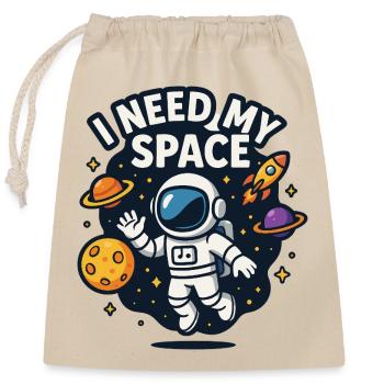 Astronaut "I need my space" - Verschließbarer Geschenkbeutel aus Baumwolle (25x30cm) - Natur - Vorne