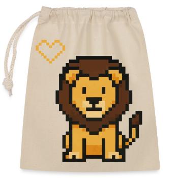 Lion Pixel - Closable cotton gift bag (25x30cm) - nature - Front