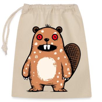 Beaver - Closable cotton gift bag (25x30cm) - nature - Front