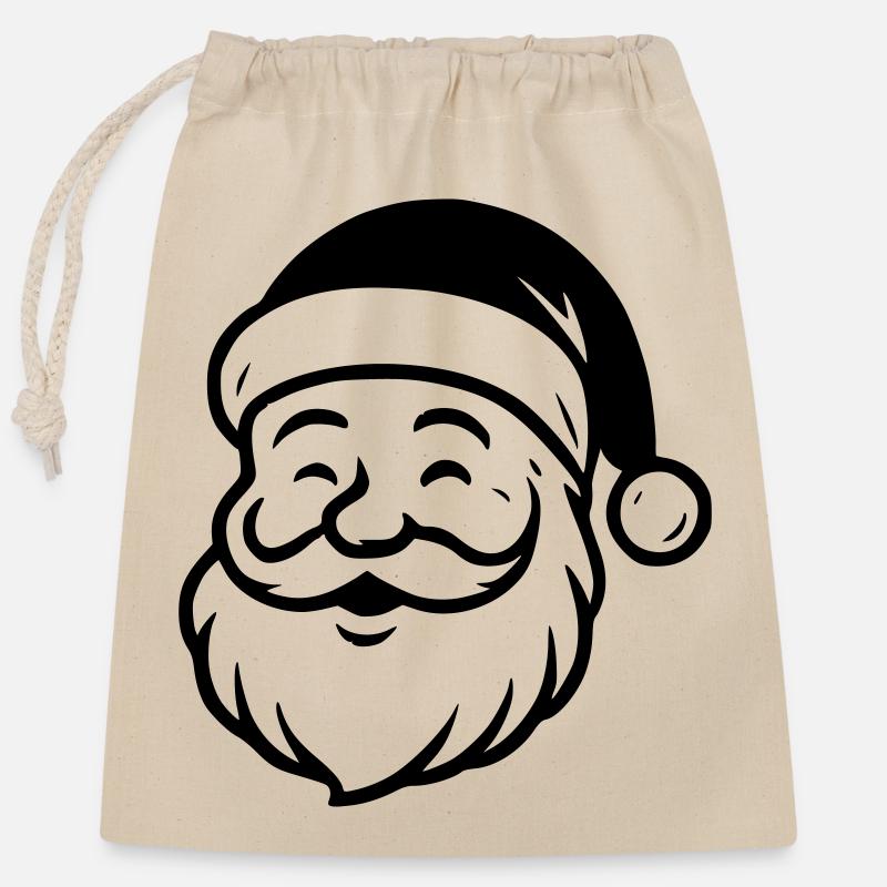 Santa - Closable cotton gift bag (25x30cm) - nature