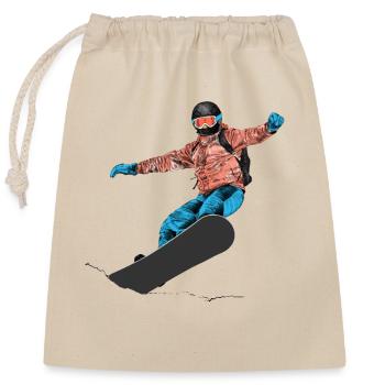 Snowboarding - Verschließbarer Geschenkbeutel aus Baumwolle (25x30cm) - Natur - Vorne