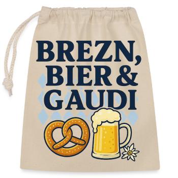 Bretzels, bière et plaisir - Sac cadeau en coton avec cordon (25 x 30 cm) - nature - Devant