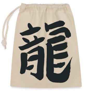 Calligraphie du zodiaque chinois (Dragon) - Sac cadeau en coton avec cordon (25 x 30 cm) - nature - Devant
