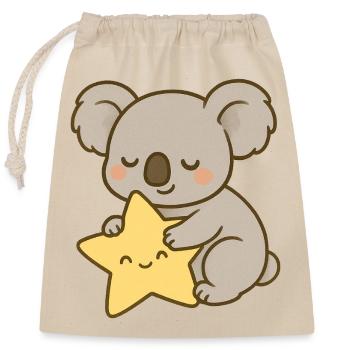 Koala Star Kuscheln - Verschließbarer Geschenkbeutel aus Baumwolle (25x30cm) - Natur - Vorne