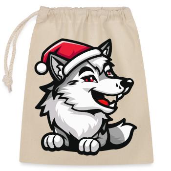 Wolf Christmas - Closable cotton gift bag (25x30cm) - nature - Front