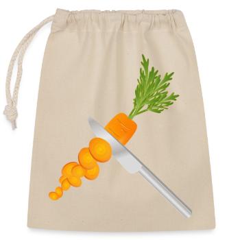 Carotte tranchée au couteau – motif de cuisine - Sac cadeau en coton avec cordon (25 x 30 cm) - nature - Devant