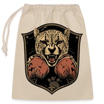 Cheetah Boxer MMA - Closable cotton gift bag (25x30cm) - nature - Front