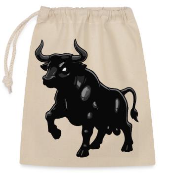 Black Bull Silhouette with Shine - Closable cotton gift bag (25x30cm) - nature - Front