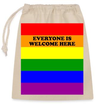 Bannière de la fierté arc-en-ciel inclusive LGBT Tout le monde, c’est nous - Sac cadeau en coton avec cordon (25 x 30 cm) - nature - Devant