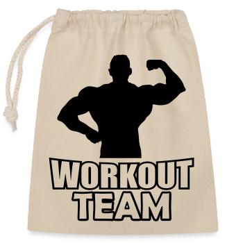 workout_team- - Closable cotton gift bag (25x30cm) - nature - Front