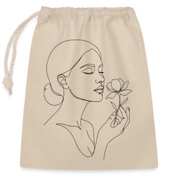 T-shirt en dessin unisexe avec un croquis sur le visage de la femme - Sac cadeau en coton avec cordon (25 x 30 cm) - nature - Devant