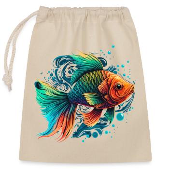 Rainbow Fish Illustration - Closable cotton gift bag (25x30cm) - nature - Front