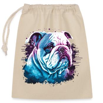 Bouledogue blanc - Sac cadeau en coton avec cordon (25 x 30 cm) - nature - Devant