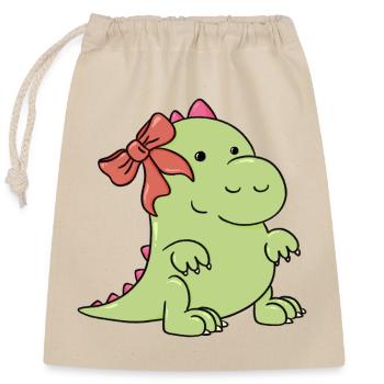 a little dinosaur at Christmas - Closable cotton gift bag (25x30cm) - nature - Front