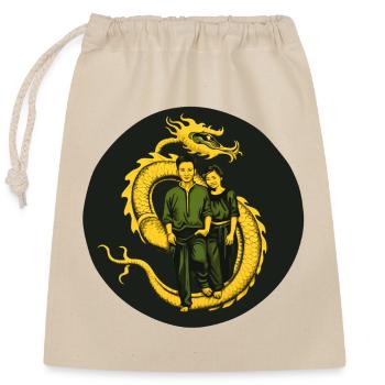 La promenade du dragon - Sac cadeau en coton avec cordon (25 x 30 cm) - nature - Devant