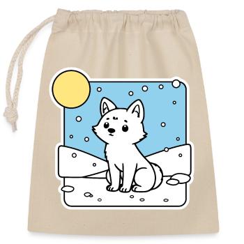 Ein süßer kleiner Baby Polarfuchs im Schnee - Verschließbarer Geschenkbeutel aus Baumwolle (25x30cm) - Natur - Vorne