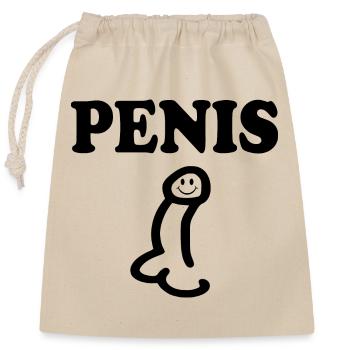 Penis - Verschließbarer Geschenkbeutel aus Baumwolle (25x30cm) - Natur - Vorne