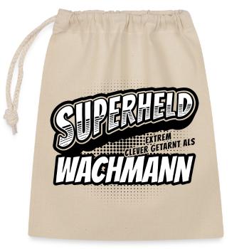 Superheld, clever getarnt als Wachmann - Verschließbarer Geschenkbeutel aus Baumwolle (25x30cm) - Natur - Vorne