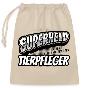 Superheld, clever getarnt als Tierpfleger - Verschließbarer Geschenkbeutel aus Baumwolle (25x30cm) - Natur - Vorne