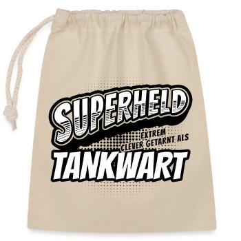 Superheld, clever getarnt als Tankwart - Verschließbarer Geschenkbeutel aus Baumwolle (25x30cm) - Natur - Vorne