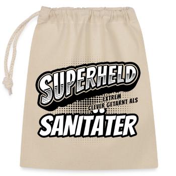 Superheld, clever getarnt als Sanitäter - Verschließbarer Geschenkbeutel aus Baumwolle (25x30cm) - Natur - Vorne