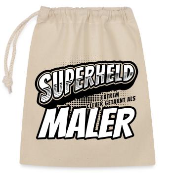 Superheld, clever getarnt als Maler - Verschließbarer Geschenkbeutel aus Baumwolle (25x30cm) - Natur - Vorne